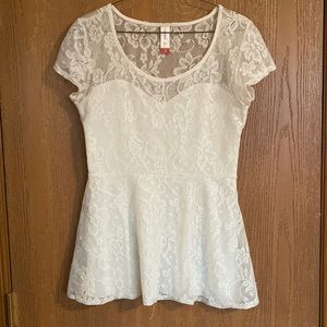 Adorable Cream Lace Sweetheart Top Blouse